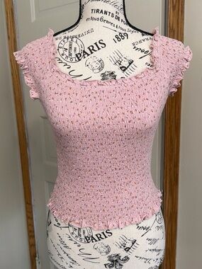 AMERICAN EAGLE New Floral Smocked Cropped Top‎ size XS  Y2K Cottage Dainty